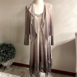 KAMAROV women’s luminous crinkle charmeuse 2 piece special occasion dress XL